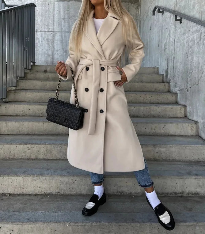 Winnie - Cappotto lungo invernale reversibile da donna con cintura
