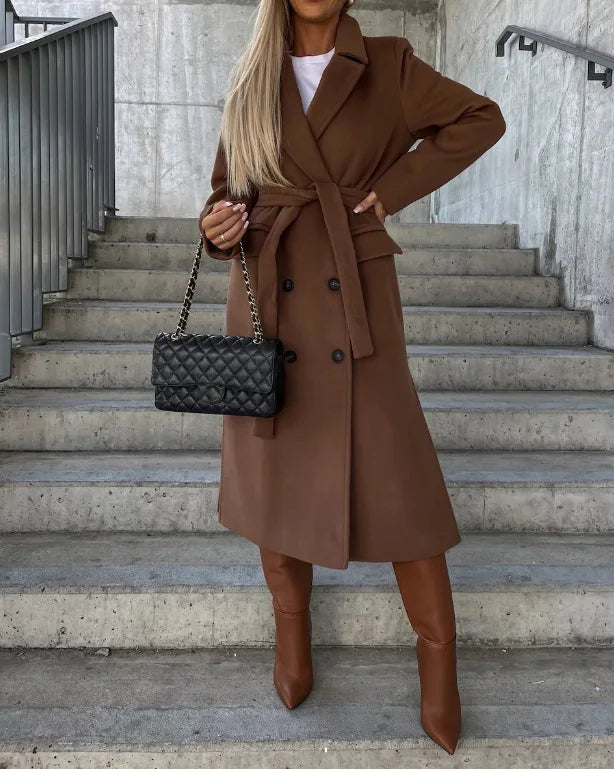 Winnie - Cappotto lungo invernale reversibile da donna con cintura