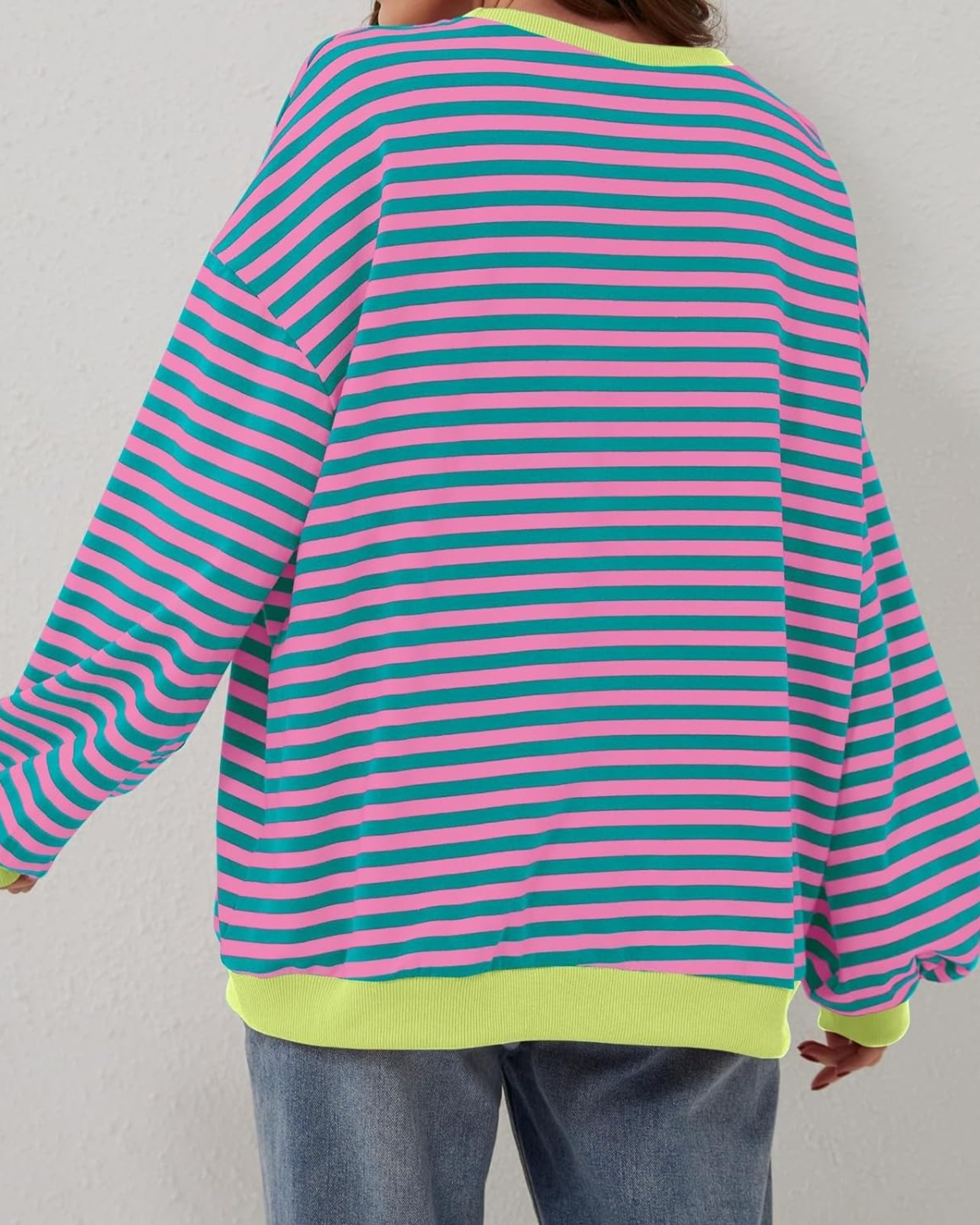 Mabelle - Women's Relaxed Pullover in Striped Long Sleeve - photo 3