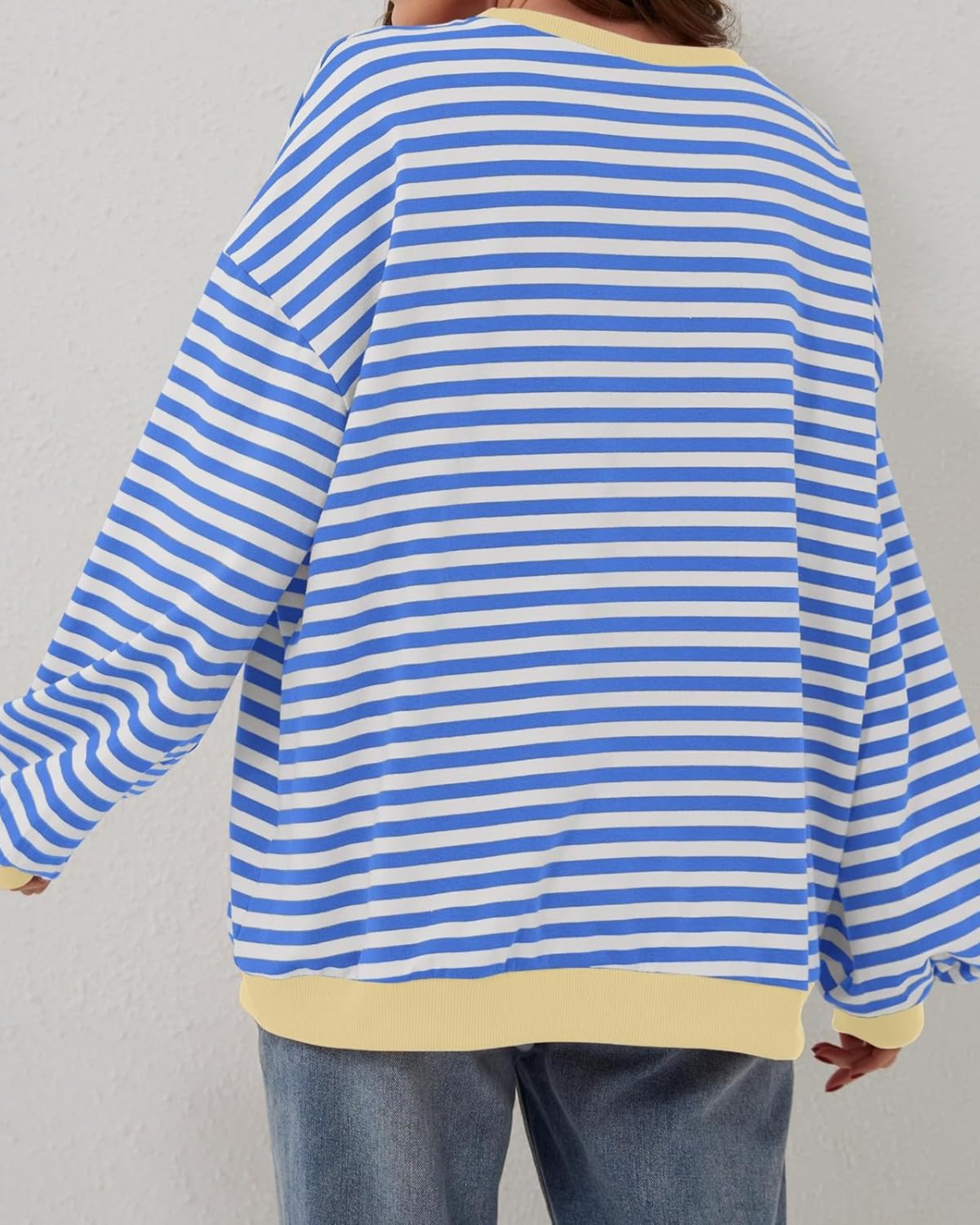 Mabelle - Women's Relaxed Pullover in Striped Long Sleeve - photo 6