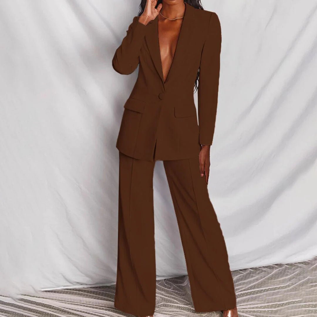 Cindy - Women's Suit Set with Wide Leg Trousers
