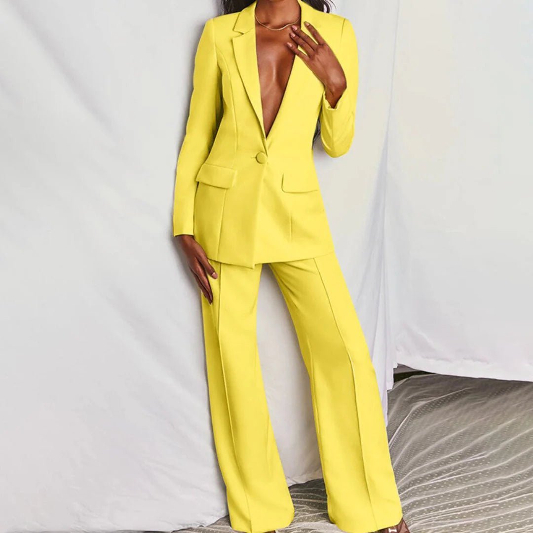 Cindy - Women's Suit Set with Wide Leg Trousers