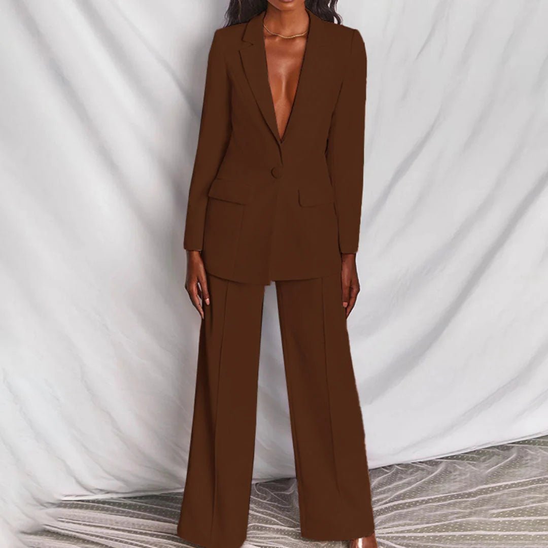 Cindy - Women's Suit Set with Wide Leg Trousers