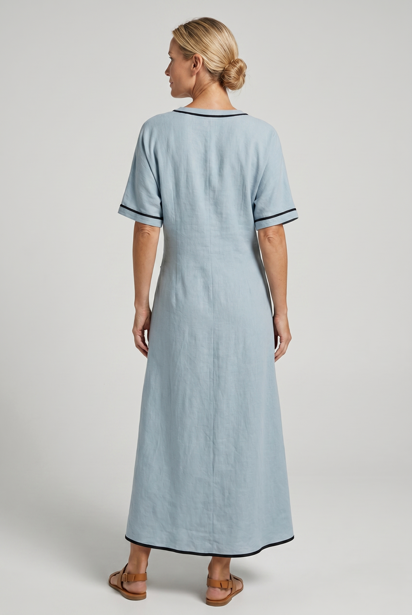 Women's Summer Dress | Twist Front Maxi V-Neck Trim
