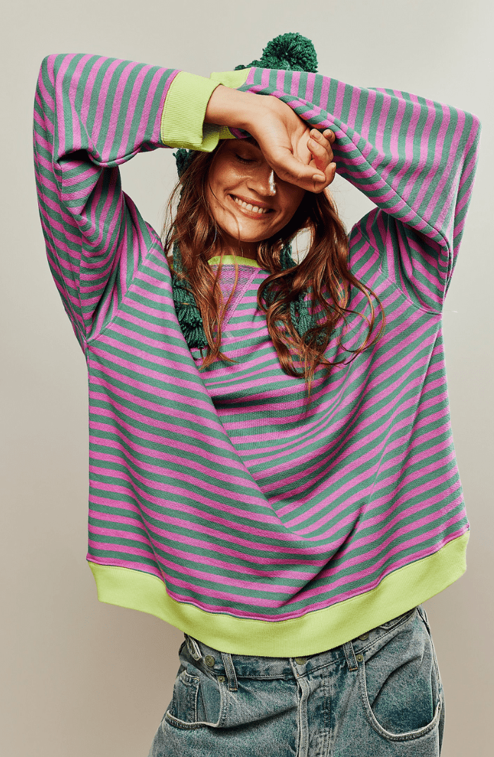 Olene - Women's Sweatshirt in Striped Oversized Relaxed Fit - photo 1