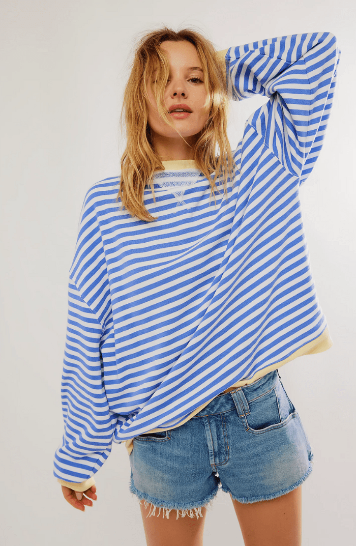 Olene - Women's Sweatshirt in Striped Oversized Relaxed Fit - photo 2