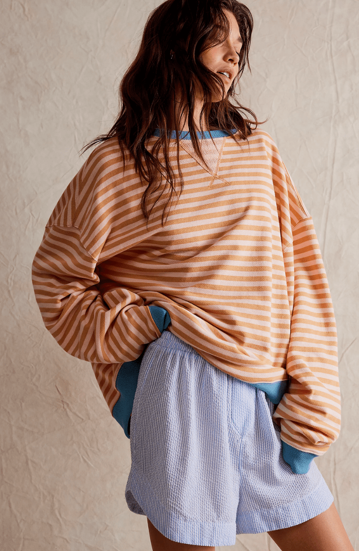 Olene - Women's Sweatshirt in Striped Oversized Relaxed Fit - photo 4