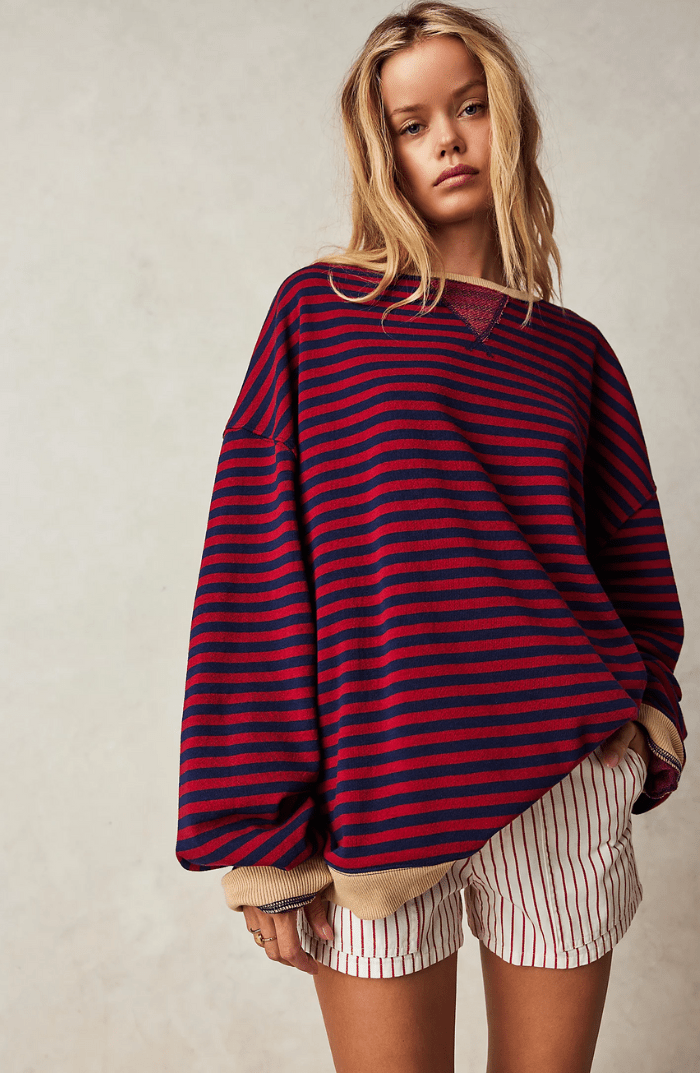 Olene - Women's Sweatshirt in Striped Oversized Relaxed Fit - photo 5