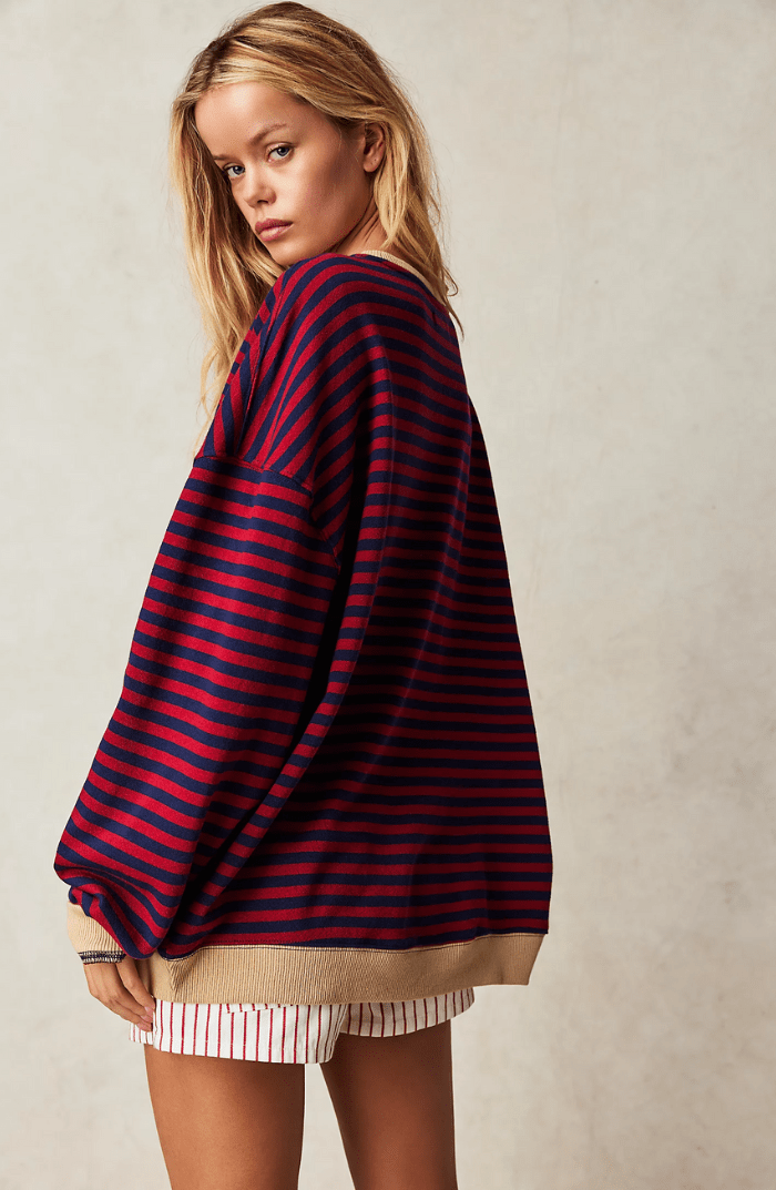 Olene - Women's Sweatshirt in Striped Oversized Relaxed Fit - photo 6