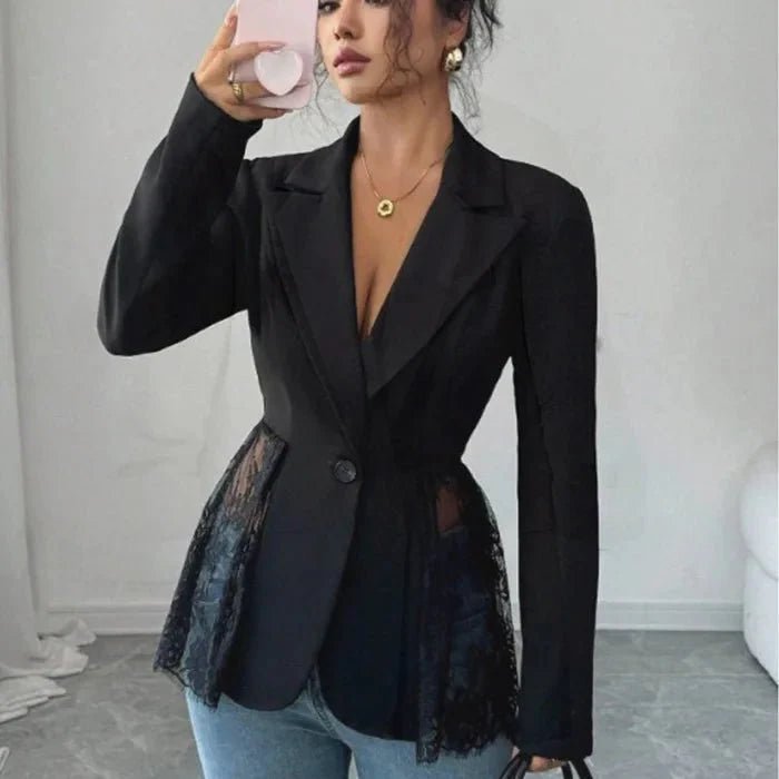 Gail - Blazer entallado para mujer con paneles de encaje
