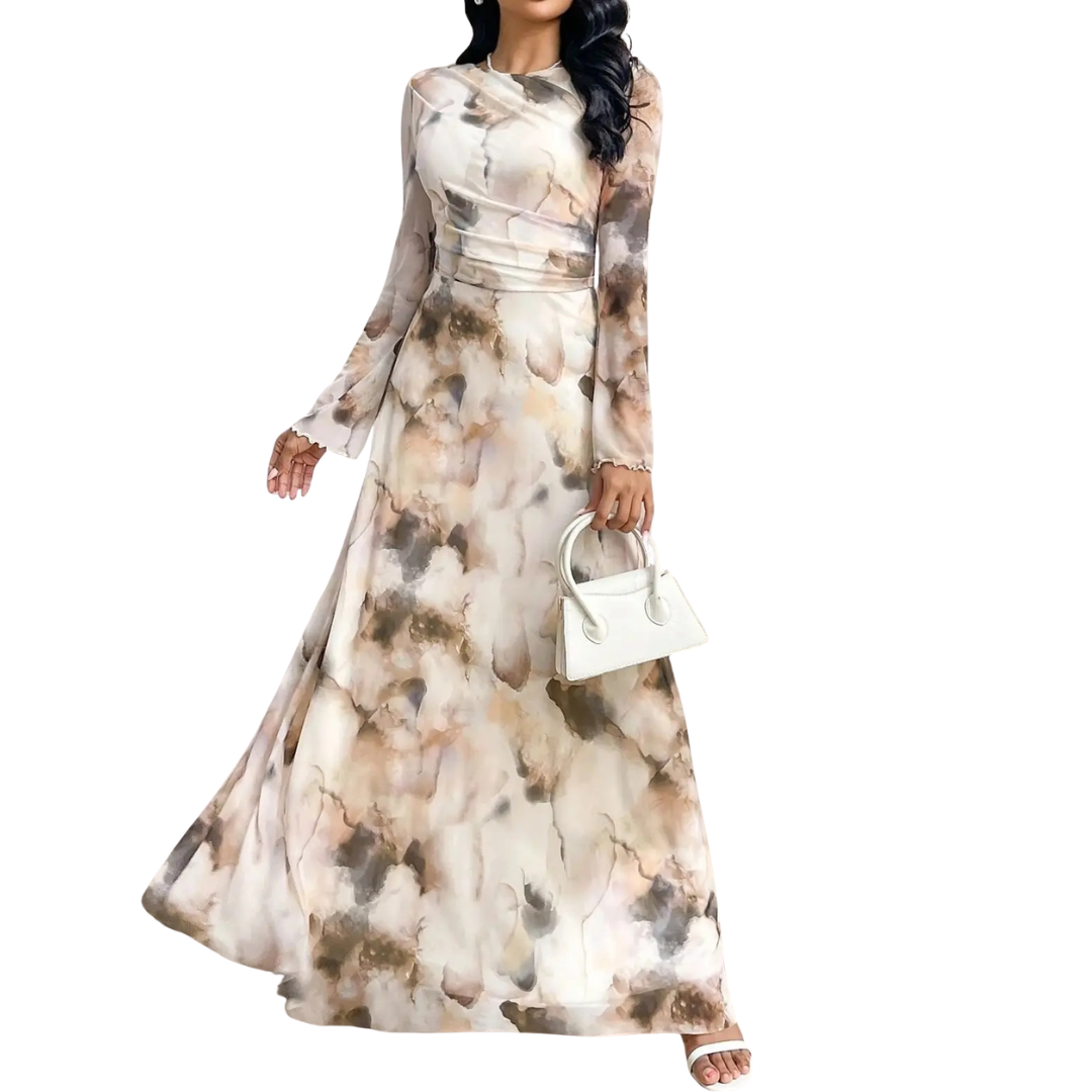 Marcelle - Women's Regular Tie-Dye Mesh Long-Sleeve Dress - photo 1