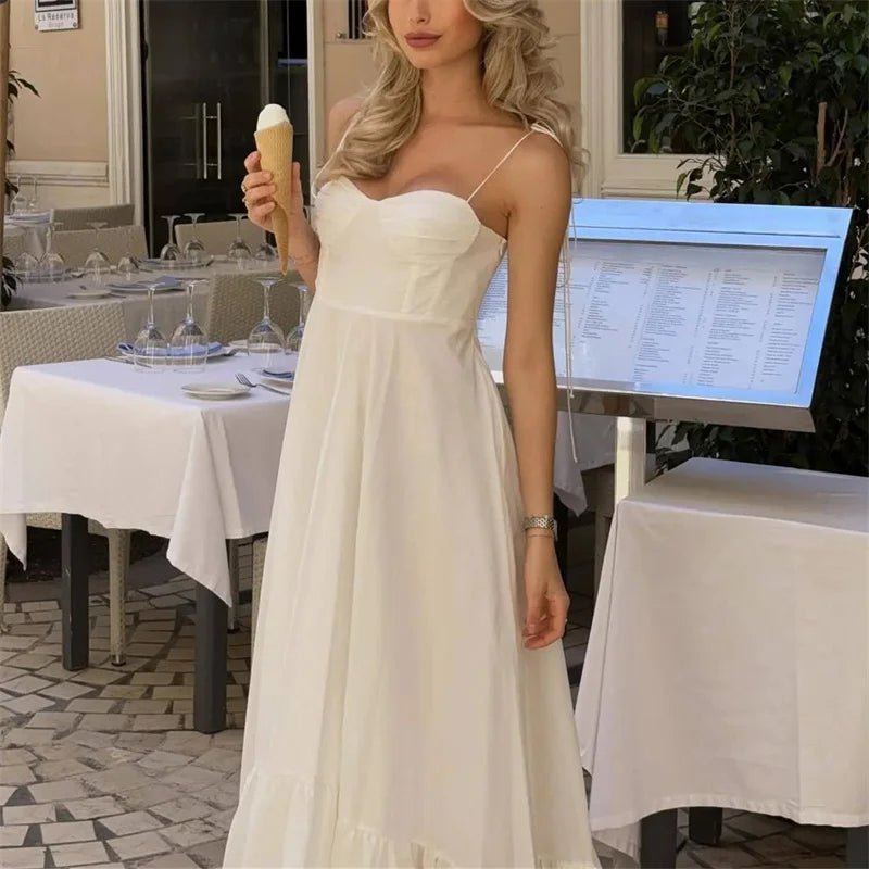Maxine - Abito midi a balze da donna bianco