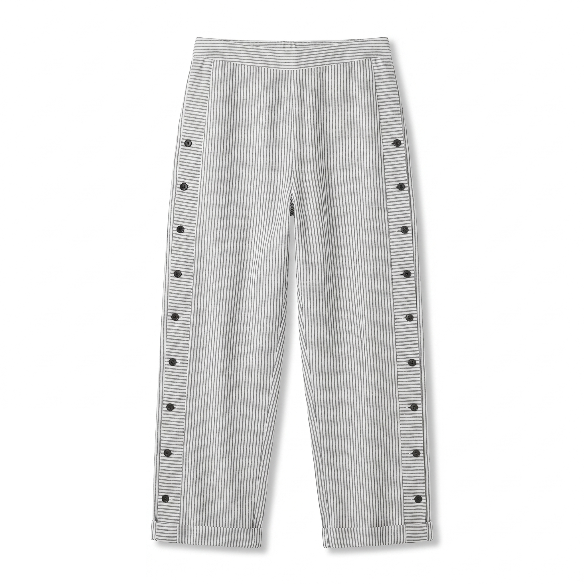 Women's Trousers | Stripe Panel Button Detail