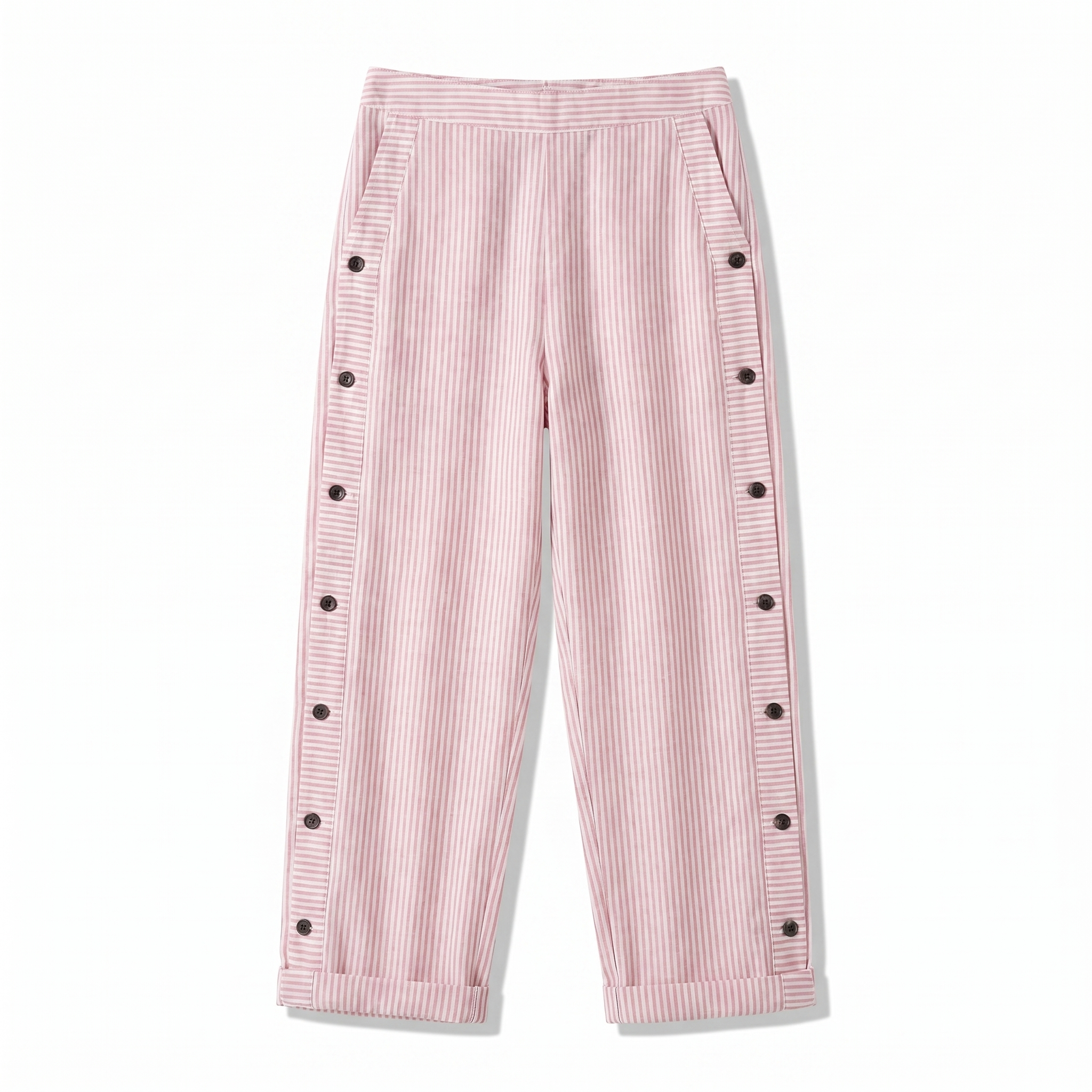 Women's Trousers | Stripe Panel Button Detail