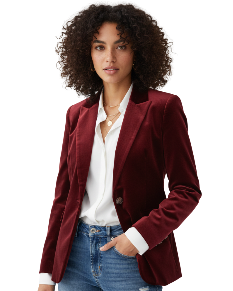 Kirsty - Blazer da donna in velluto con bottoni dorati