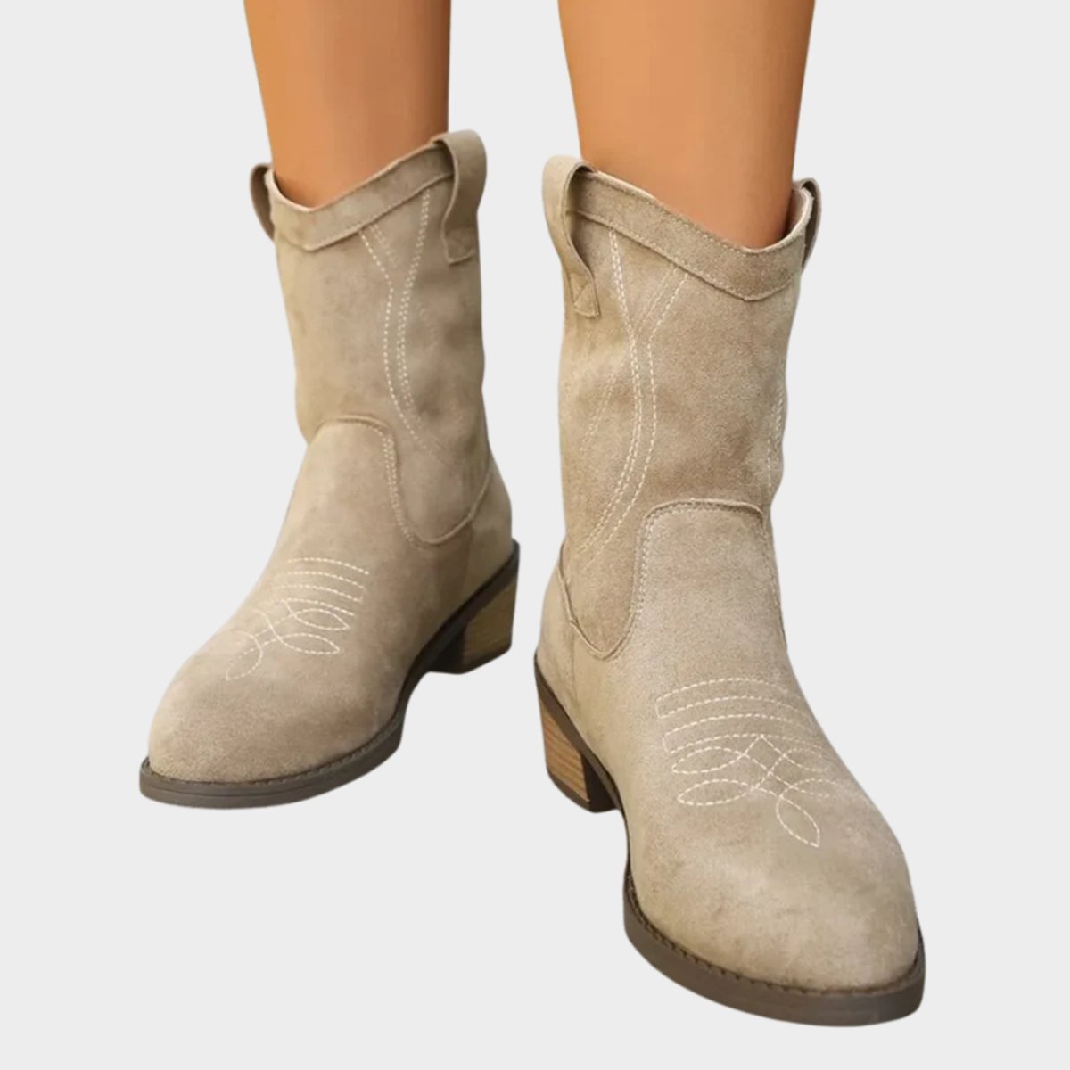 Joyce - Botas vaqueras para mujer con acabado de ante bordado