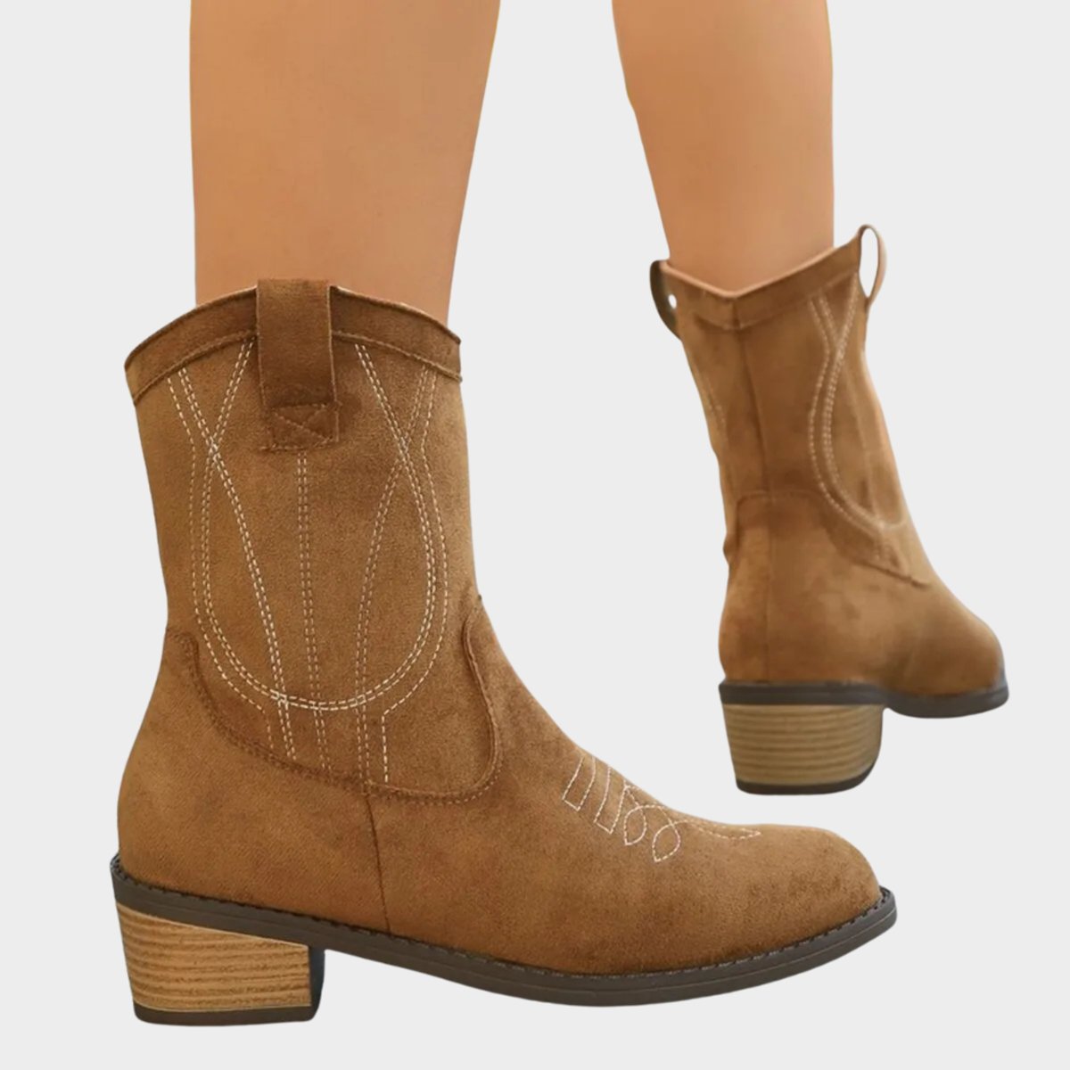 Joyce - Botas vaqueras para mujer con acabado de ante bordado