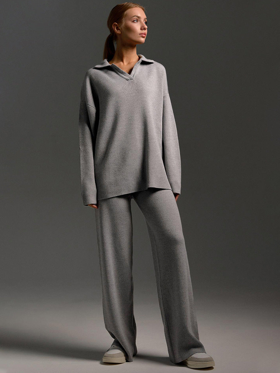 Mattie - Women's Oversized Two-Piece Set in Wide-Leg Pants Polo Shirt - photo 7