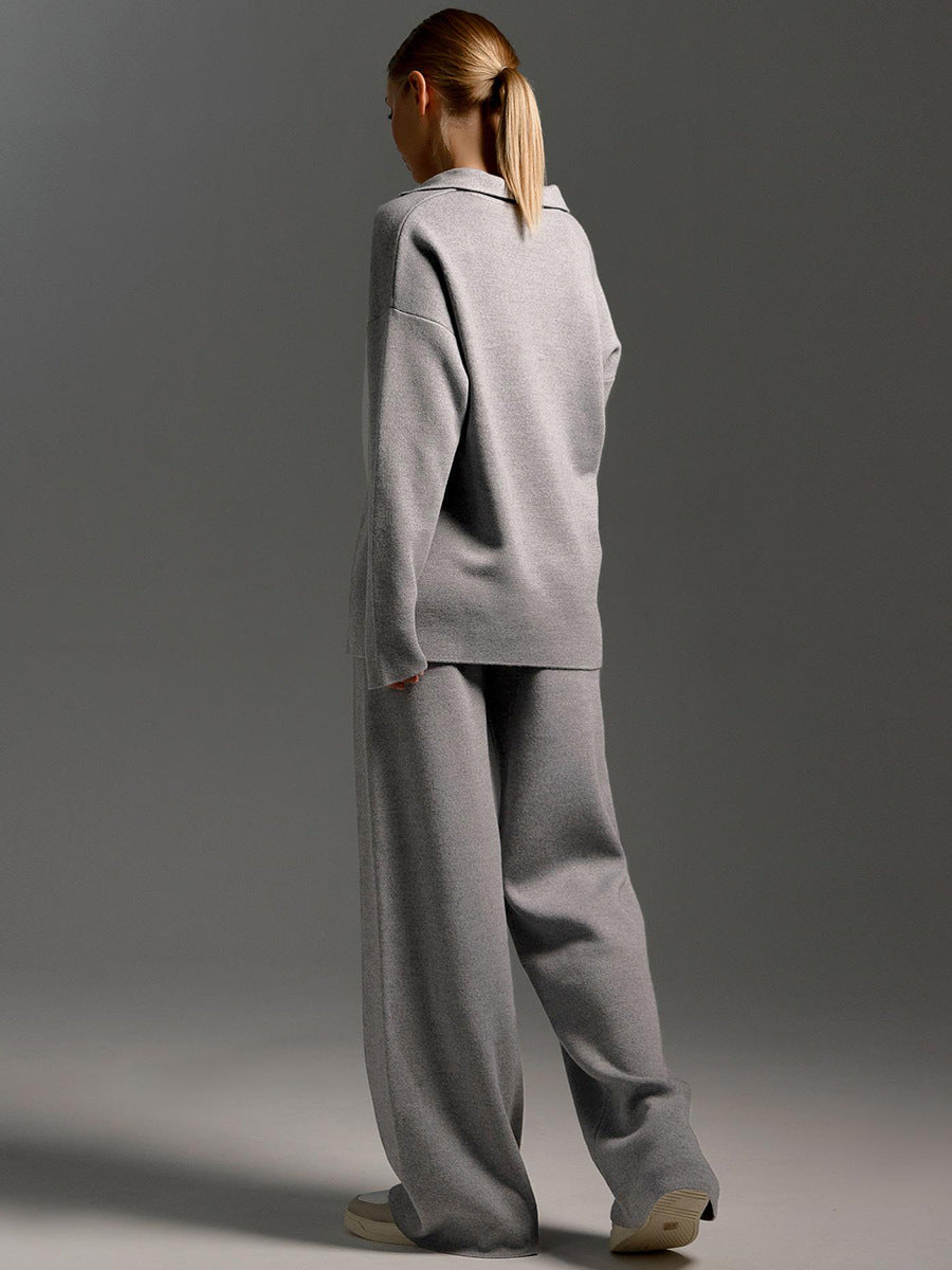 Mattie - Women's Oversized Two-Piece Set in Wide-Leg Pants Polo Shirt - photo 8