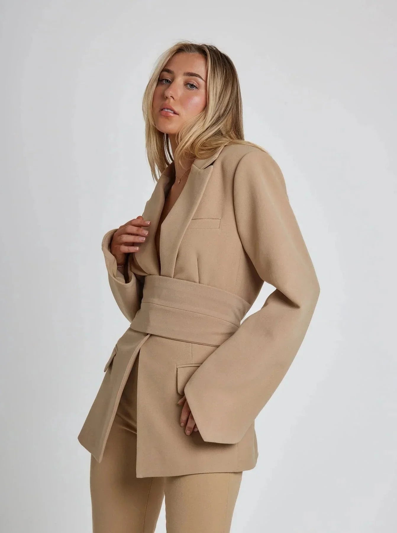 Women's Wrap Blazer with Tie Belt
