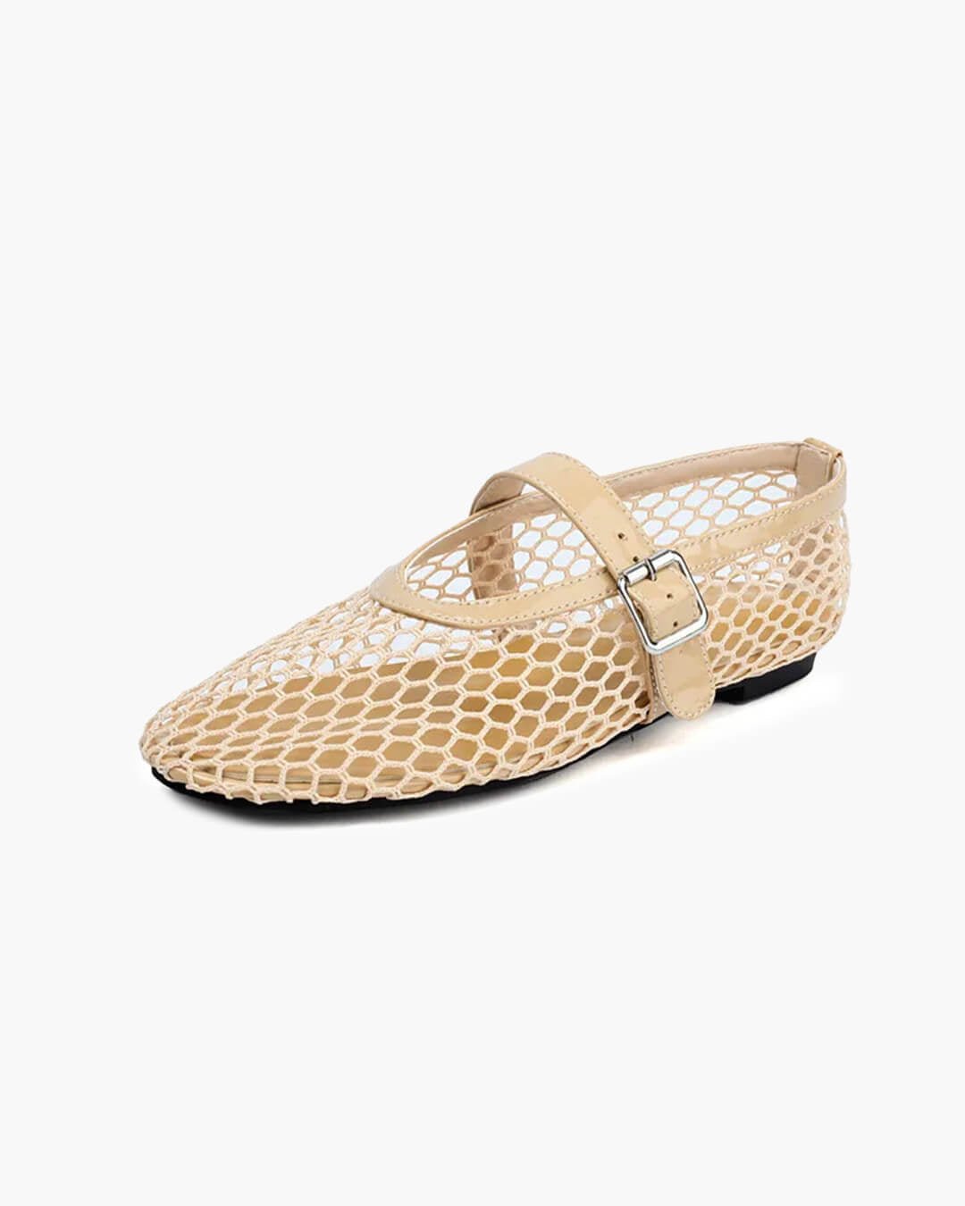 Ballerine in rete Celeste con cinturino e fibbia