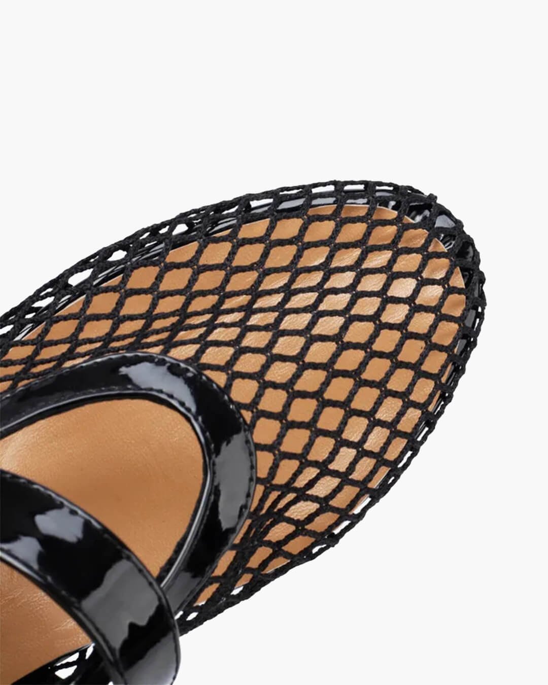 Ballerine in rete Celeste con cinturino e fibbia