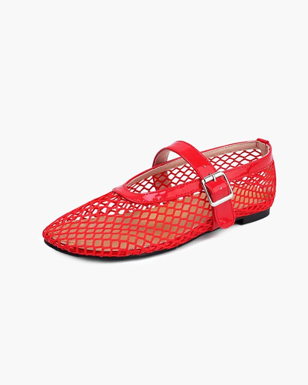 Ballerine in rete Celeste con cinturino e fibbia