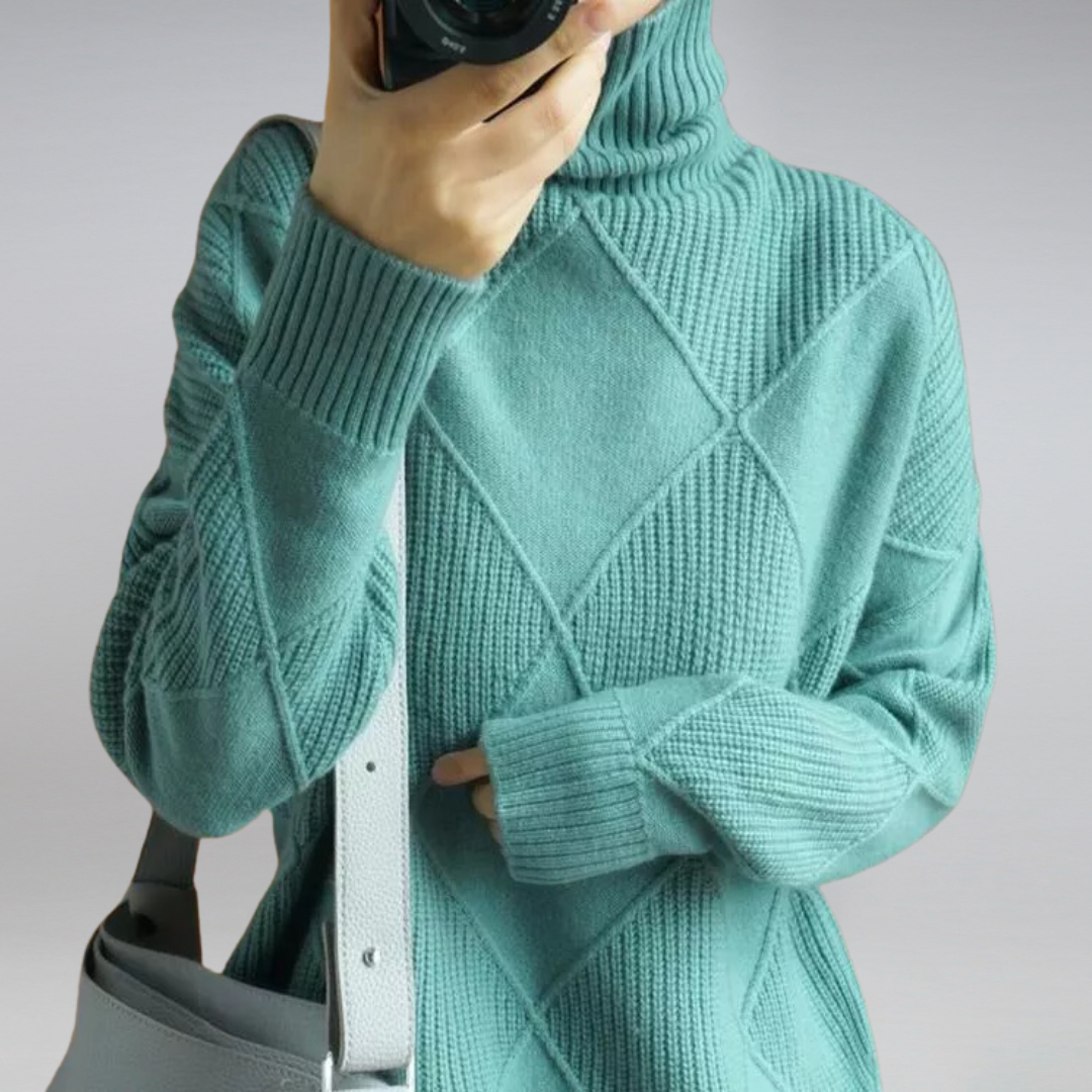 Zora - Women's Jumper in Geometric Print with Roll Neck - photo 5