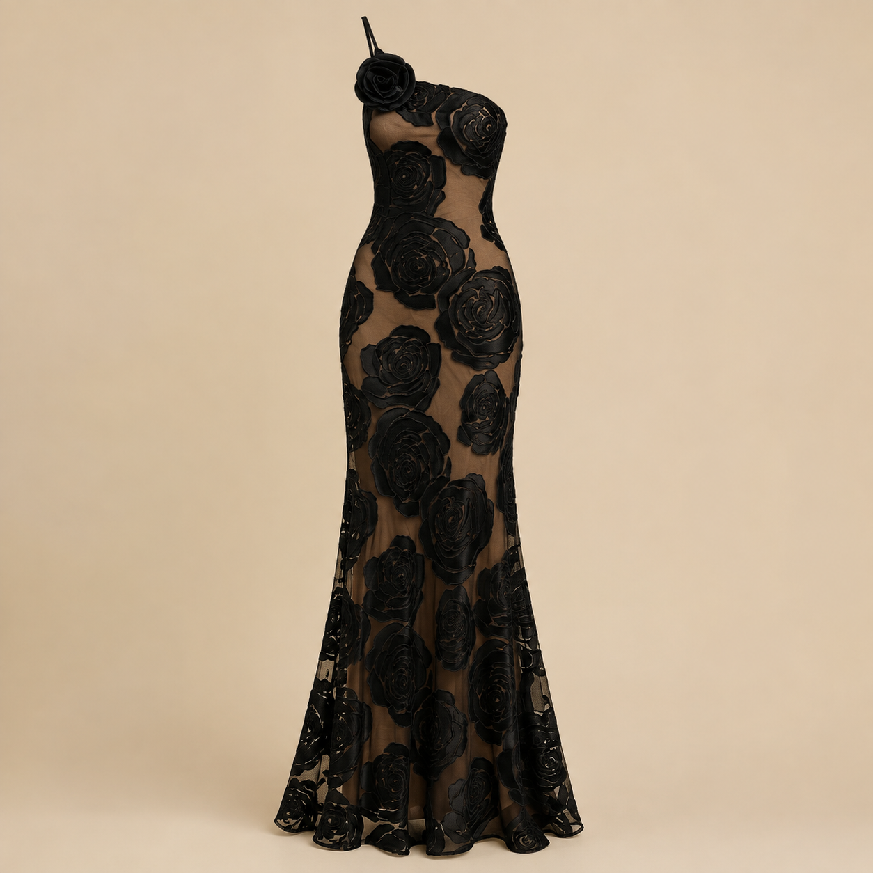 Zoya - Women's Strapless Maxi Dress in Embroidery with Mesh Overlay - photo 2