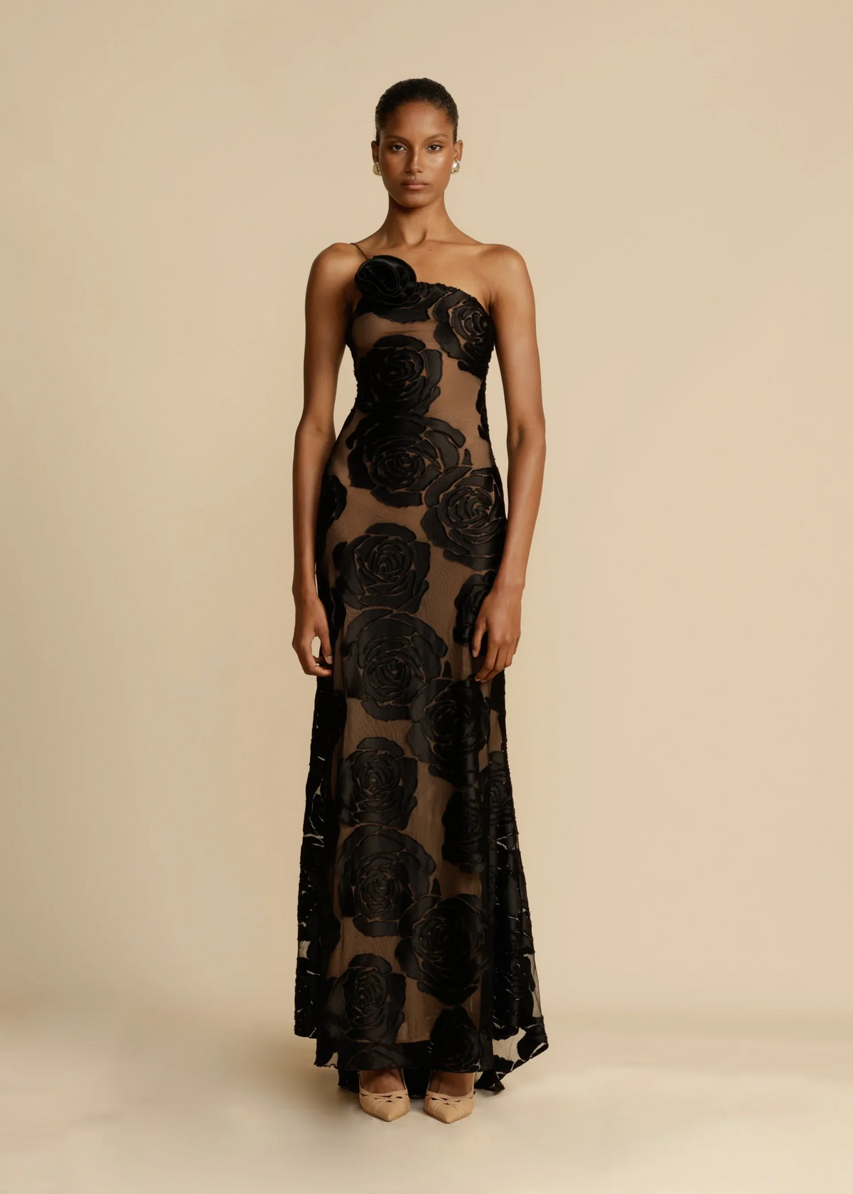 Zoya - Women's Strapless Maxi Dress in Embroidery with Mesh Overlay - photo 3